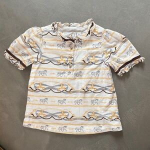 Janie & Jack Equestrian Theme Button Cotton Blouse - 8